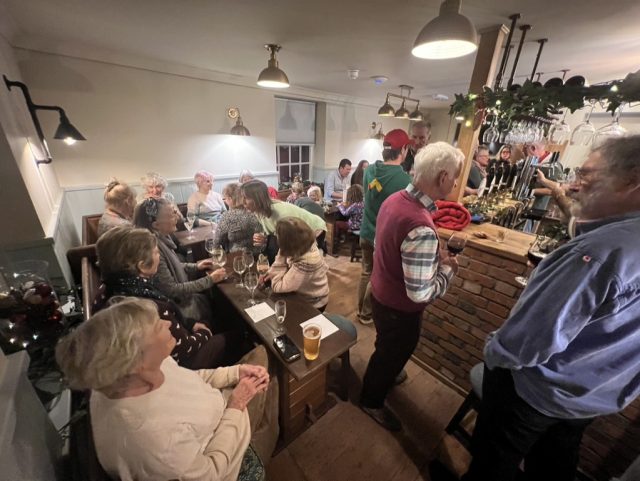 Locals enjoying a pint at the new Jubilee Tap room in Selborne, home of the great naturalist Gilbert White.