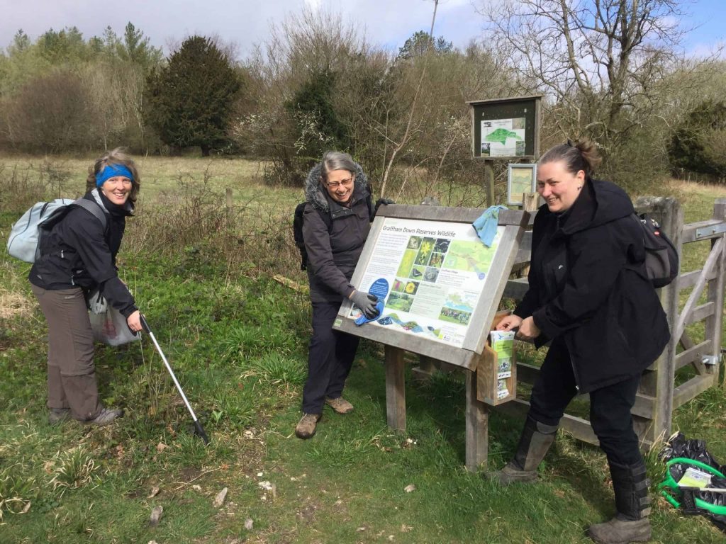 Litter pickers at Graffham Down