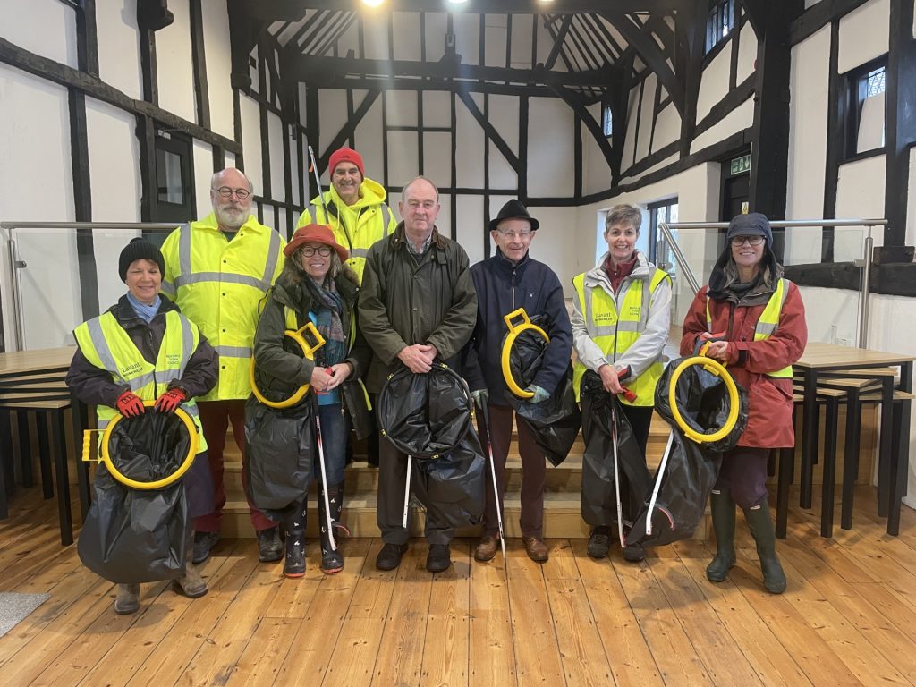 Volunteers from Midhurst gather for a Big Town Tidy with equipment purchased with Bolitini Litter Picking fund. 