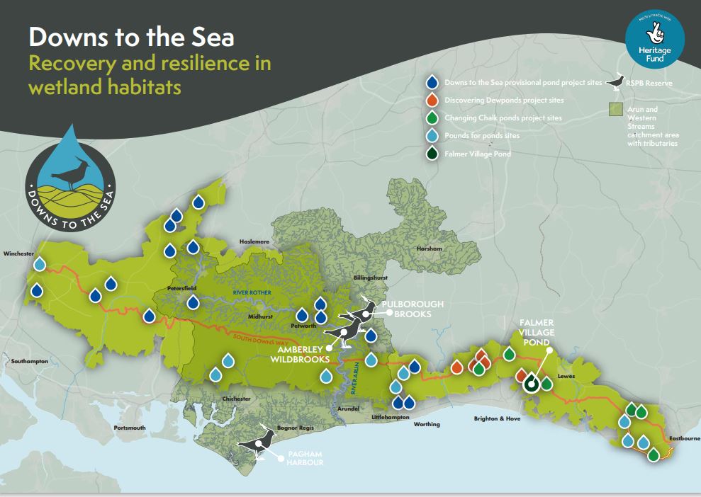 map showing the extent of the project area for Downs to the Sea