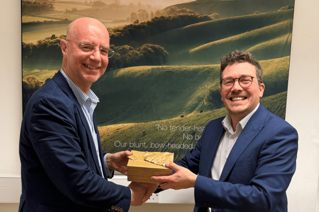 Image shows a leaving presentation for Dean Orgill, former Chair of Trustees of the South Downs Trust and Head of Charity James Winkworth.